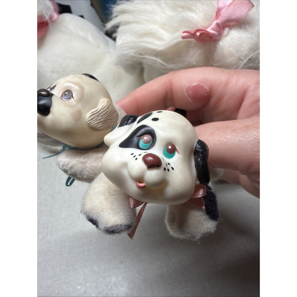 Rare Vintage 1991 Hasbro Puppy Surprise White Plush Mom Dog & 2 Puppies Toy Set - Picture 4 of 12